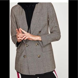 Zara Checked Double Breasted Blazer. Size S